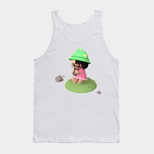 Chibi Frog Hat Boba Time Tank Top